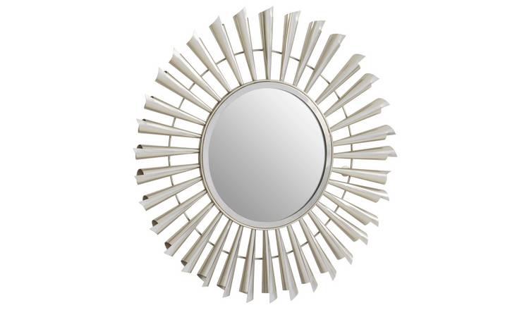 Orsina Templar Sunburst Effect Wall Mirror – Silver