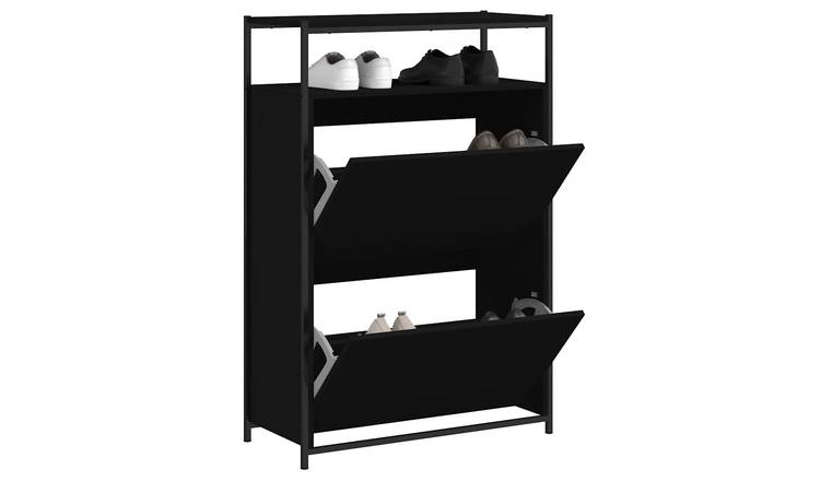 Walplus Engineered Wood Shoe Cabinet - Black - 75 x 34 x 112 cm