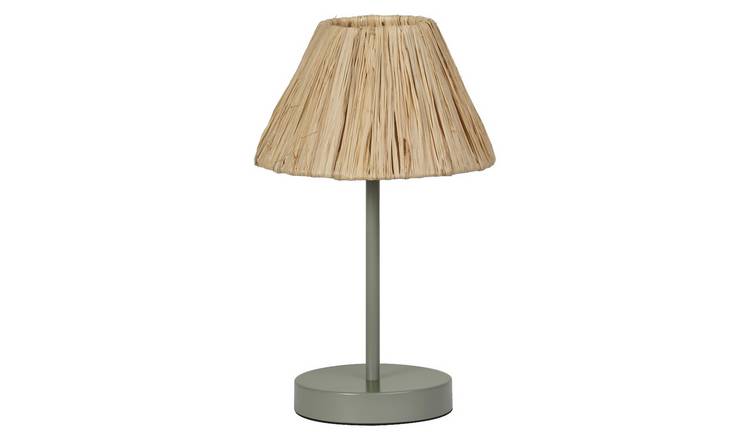 Osram Decor Raffia E27 Natural Boho Bedside Desk Table Lamp - Green