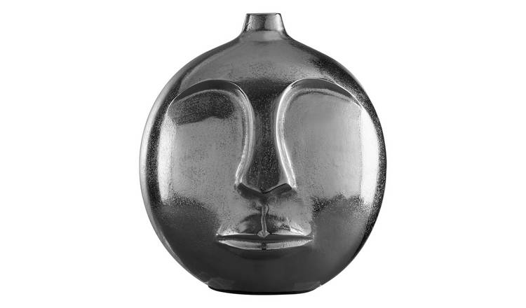 Orsina Viso Large Face Round Vase - Silver