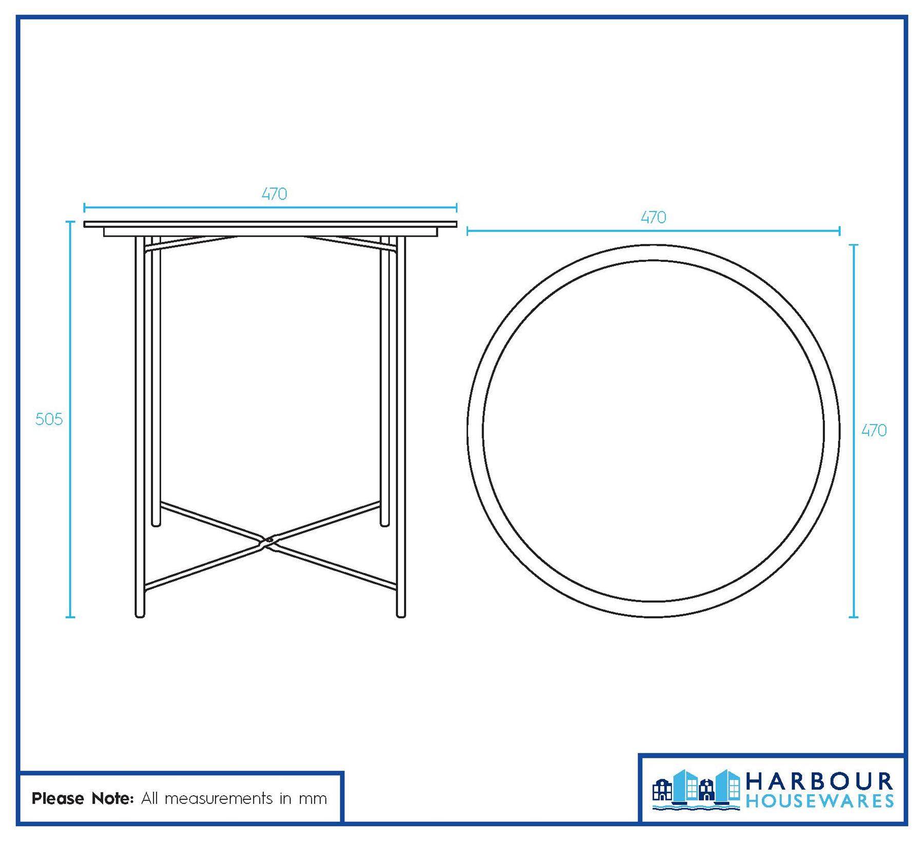 Harbour Housewares Round Steel Tray Table - Matt White - Image 7