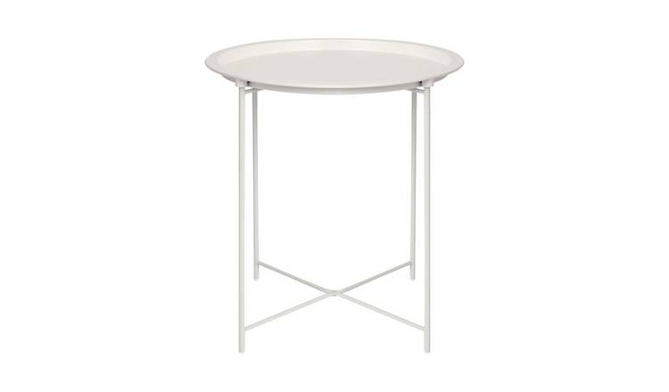 Harbour Housewares Round Steel Tray Table - Matt White