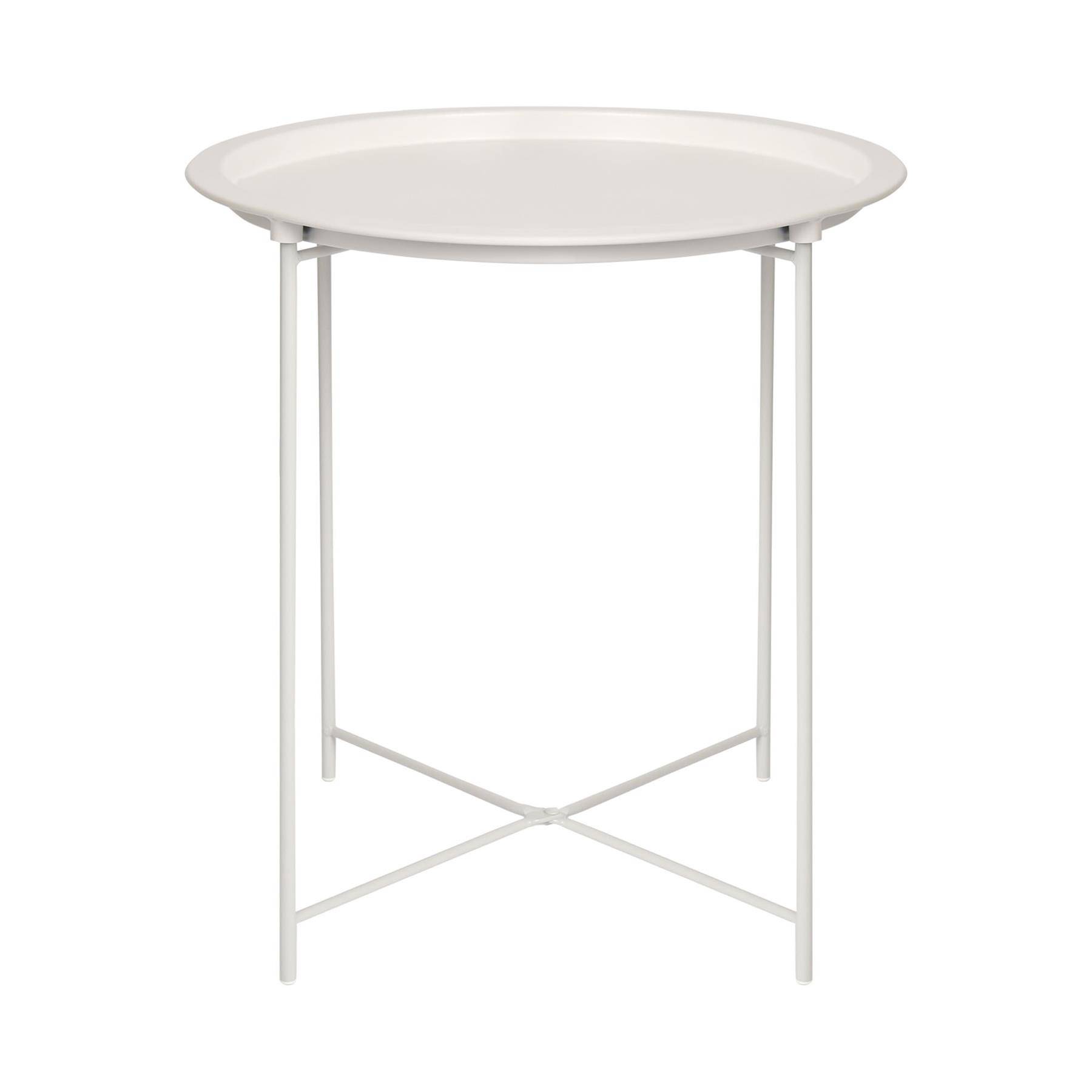 Harbour Housewares Round Steel Tray Table - Matt White - Image 1