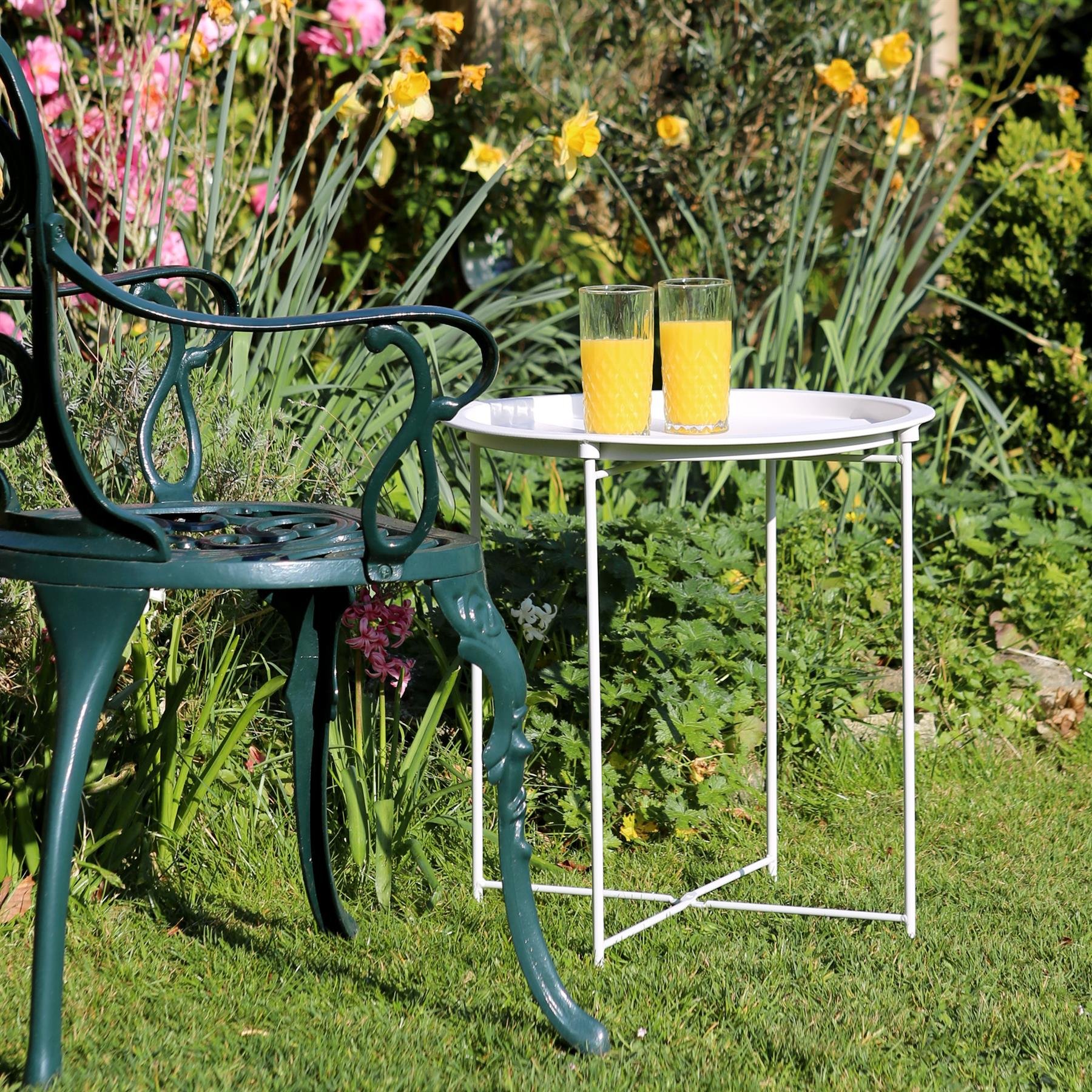 Harbour Housewares Round Steel Tray Table - Matt White - Image 6