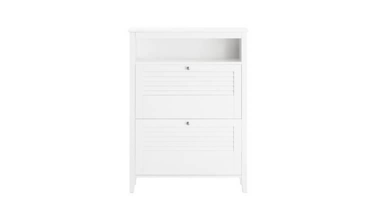 SoBuy 2 Textured Flip Drawer Shoe Cabinet - White