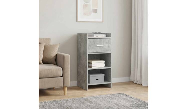 Walplus 1 Drawer Rectangular Sideboard - Concrete Grey - 40 x 36 x 80 cm