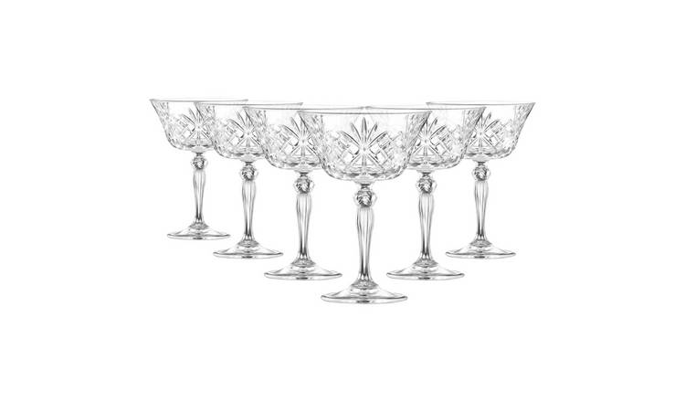 RCR Crystal Melodia Glass Champagne Saucers 260ml - Pack of 6