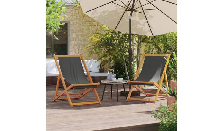 Walplus 2 Piece Fabric Folding Chairs - Grey