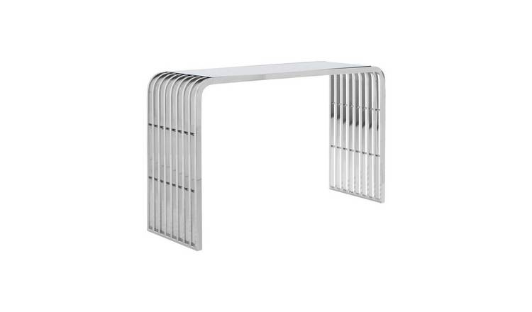 Orsina Vogue Slatted Console Table – Silver