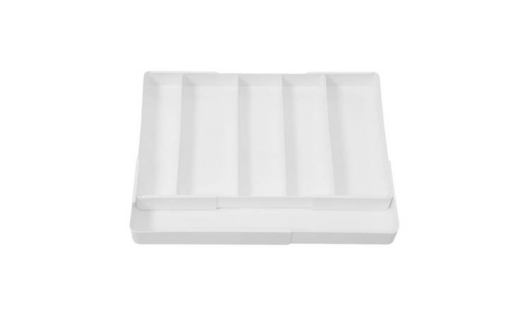 Living and Home 6 Compartment Extendable Cutlery Tray - White
