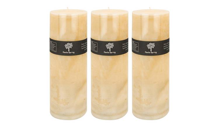 Nicola Spring 350ml Round Vanilla Pillar Candles Pack of 3 - Cream
