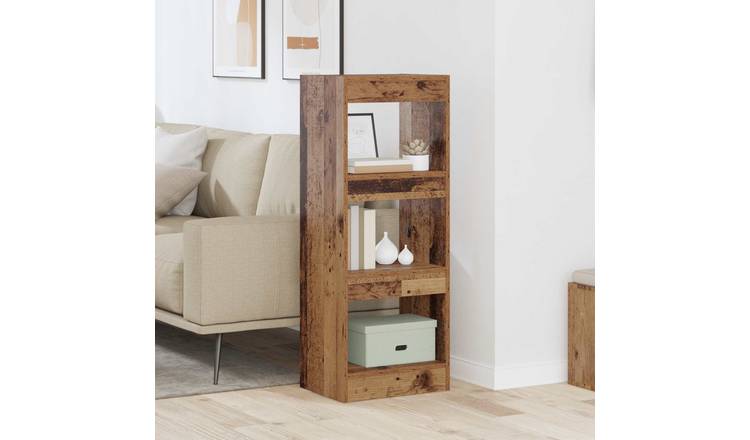 Walplus 3 Tier Engineered Wood Book Cabinet - Dark Wood - 40 x 30 x 103 cm