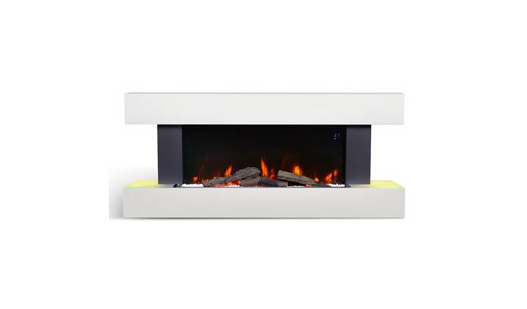 Living and Home Wall Mounted Electric Fireplace with Remote and Wi-Fi - White