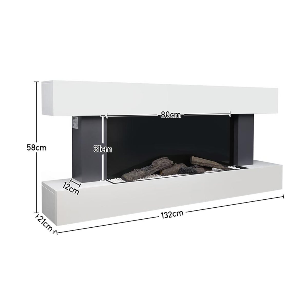 Living and Home Wall Mounted Electric Fireplace with Remote and Wi-Fi - White - Image 4