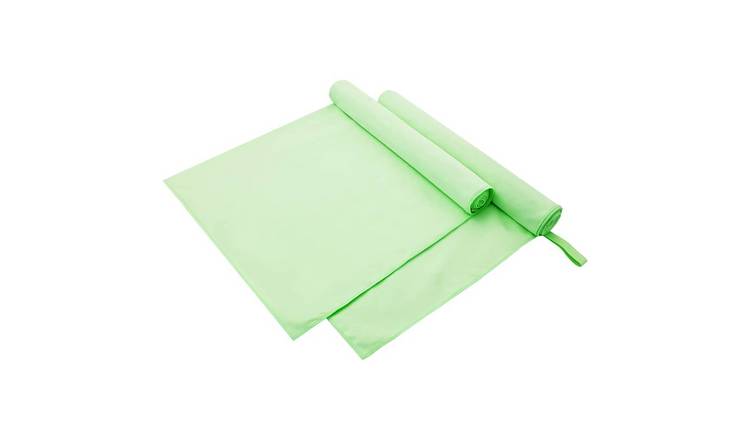 Walplus Pack of 2 Polyester Sports Towels and Polyamide - Green - 90 x 180 cm