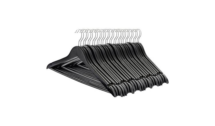 Harbour Housewares Wooden Coat Hangers - Black - Pack of 30