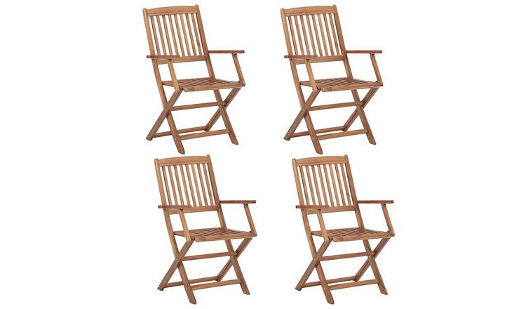 Walplus 4 Piece Solid Acacia Wood Folding Chairs - Brown