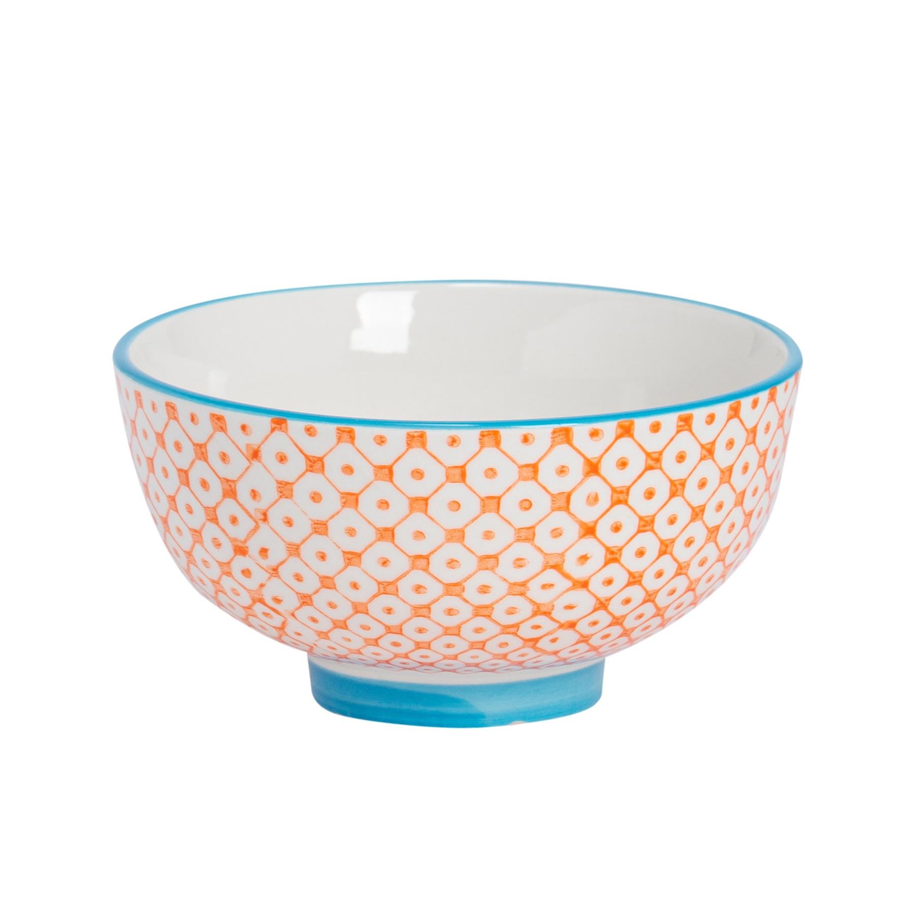 Nicola Spring Hand-Printed Rice Bowls Pack of 6 - Orange - Image 6