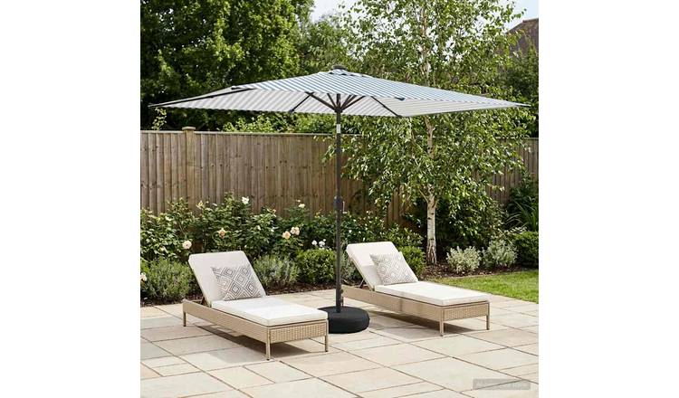 Walplus Polyester Garden Parasol - Blue and White - 290 x 190 x 235 cm