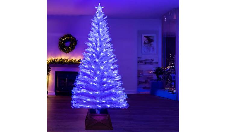Christmas Tree World 7ft White Blue Ripple Effect Fibre Optic Tree
