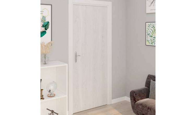 Walplus Pack of 2 PVC Self-adhesive Door Films - White Wood - 210 x 90 cm