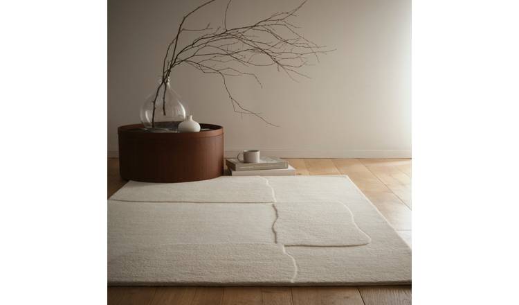 Mega Flooring White Modern Abstract Rug - 120 x 170cm