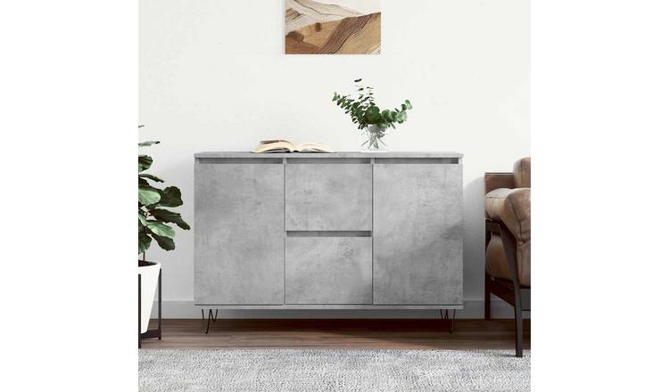 Walplus Engineered Wood Storage Sideboard - Concrete Grey - 101.5 x 35 x 70 cm
