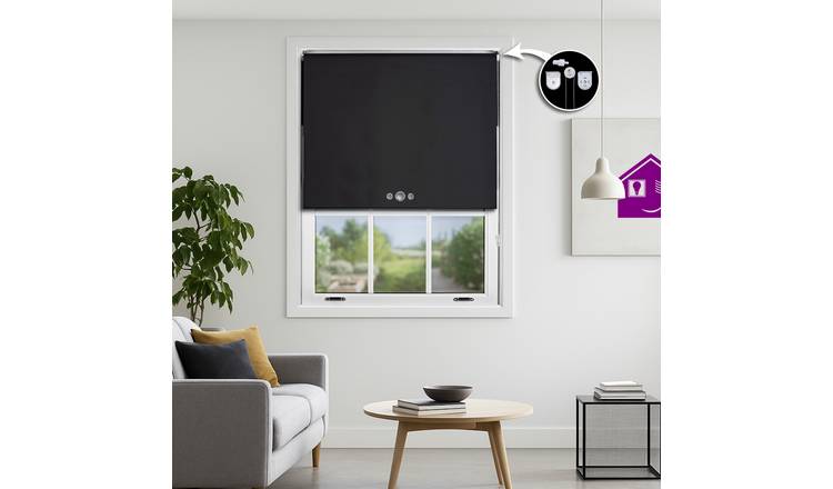 Furnished Black Blackout Roller Blind Triple Round Eyelets - 150 x 165cm