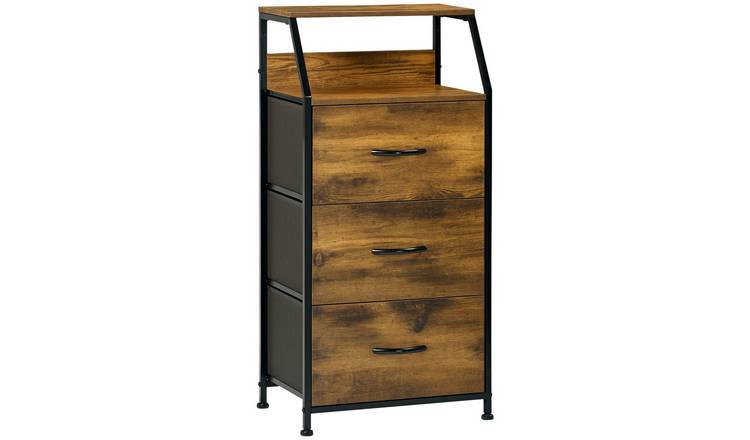 HOMCOM Industrial Storage Cabinet with Display Shelves - Rustic Brown
