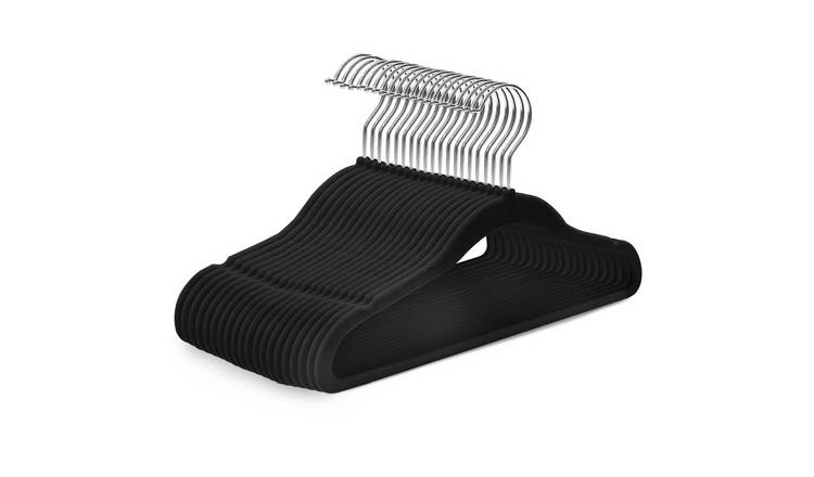 Kidoola Black & Silver Children's Velvet Baby Hangers - Pack of 20