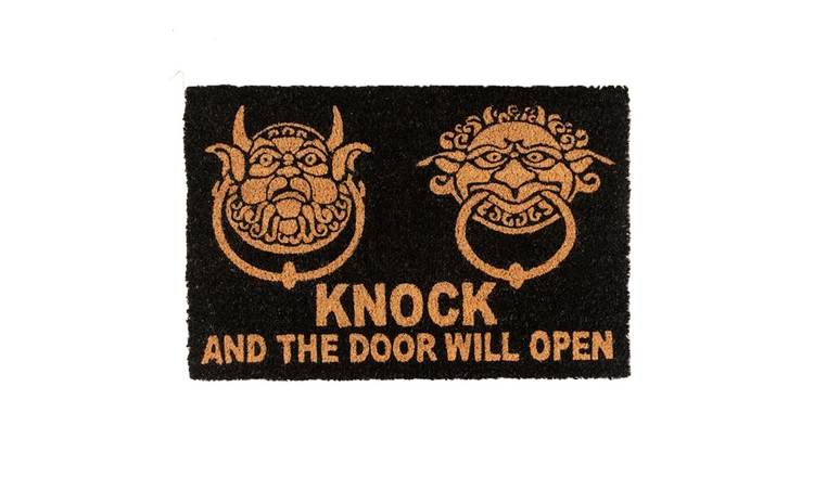 Labyrinth Knock And The Door Will Open Door Mat - Black & Brown