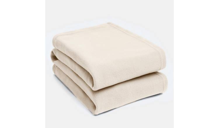 OHS Plain Fleece Blanket Throw 200 x 240cm - Natural