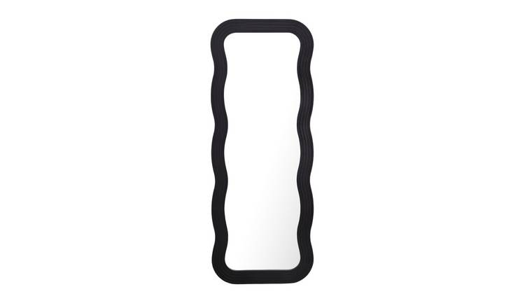 HomeGardenDirect Paola Wavy Framed Full‑Length Mirror 180 x 70cm – Black