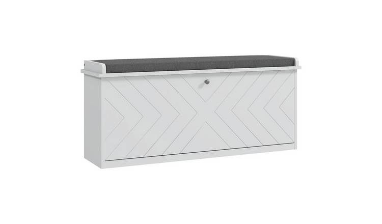 HOMCOM Shoe Bench with Flip Drawer for 10 Pairs of Shoes - White