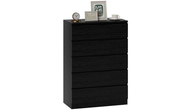 HOMCOM Modern 5 Drawer Chest - Black