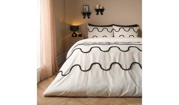 OHS Tufted Wavy Duvet Cover Set - Mono - Single