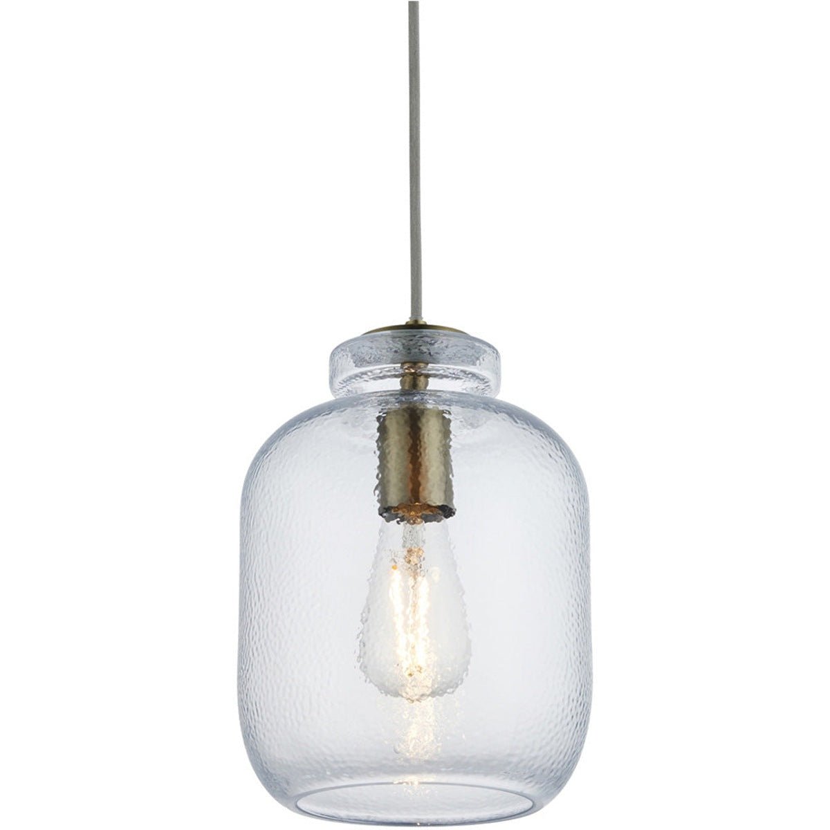 Loops Direct Glass Steel Pendant Light - Antique Brass - Image 1