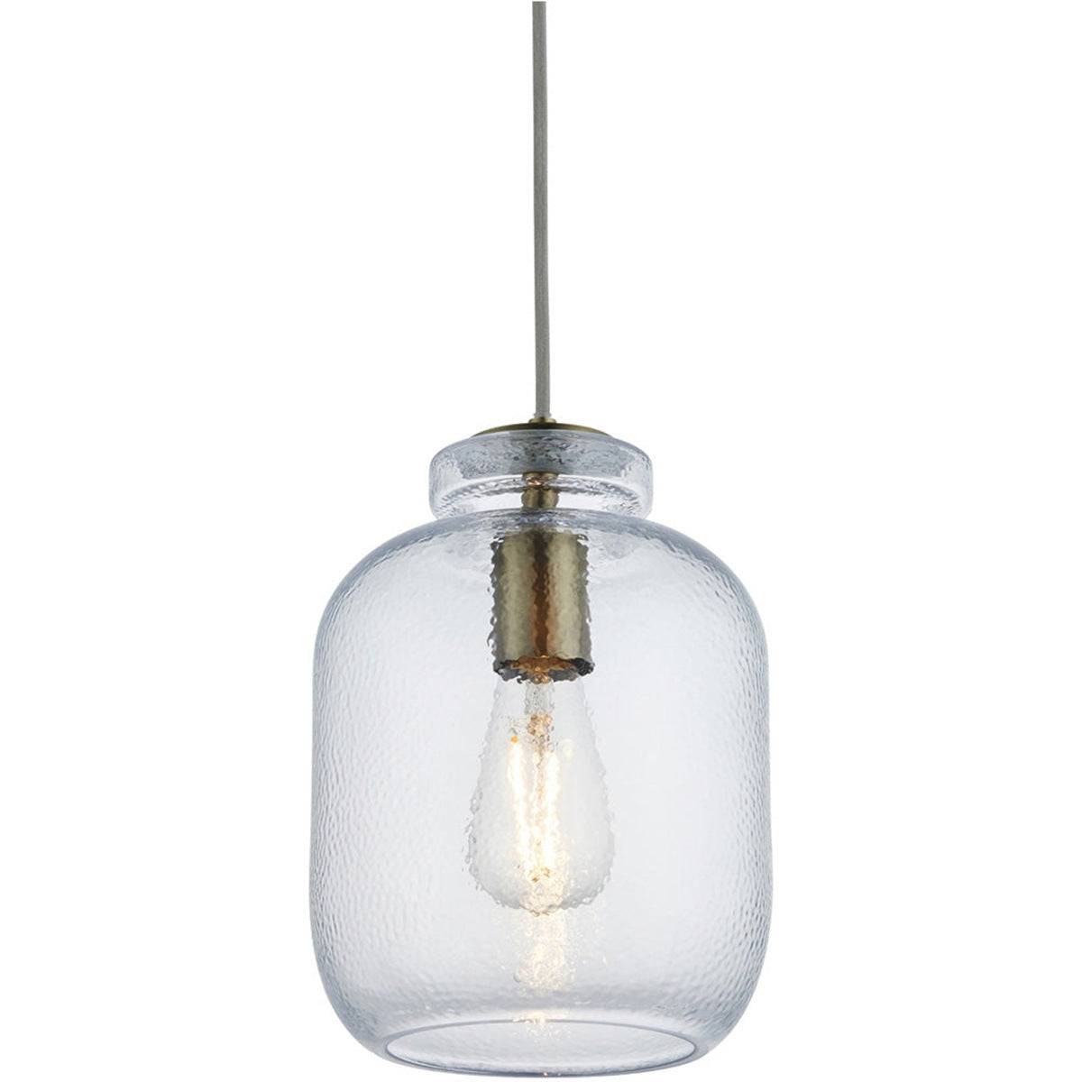 Loops Direct Glass Steel Pendant Light - Antique Brass - Image 1