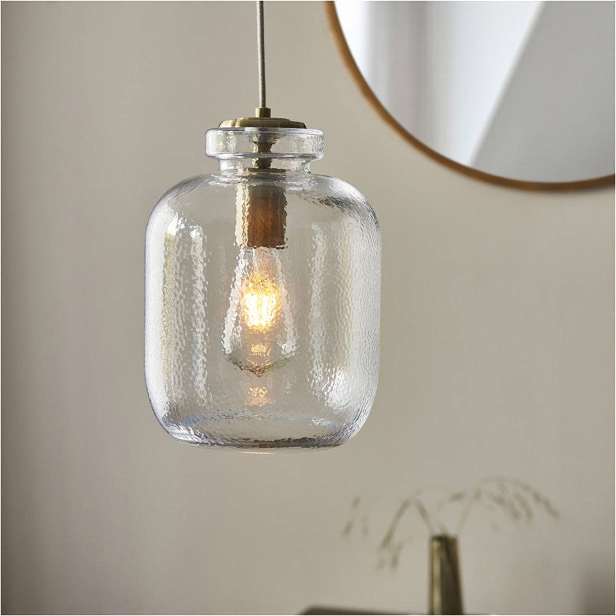 Loops Direct Glass Steel Pendant Light - Antique Brass - Image 2