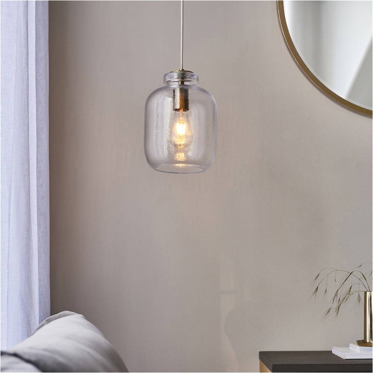 Loops Direct Glass Steel Pendant Light - Antique Brass - Image 3