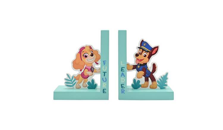 Widdop Paw Patrol Skye and Chase Wooden Bookends - Turquoise