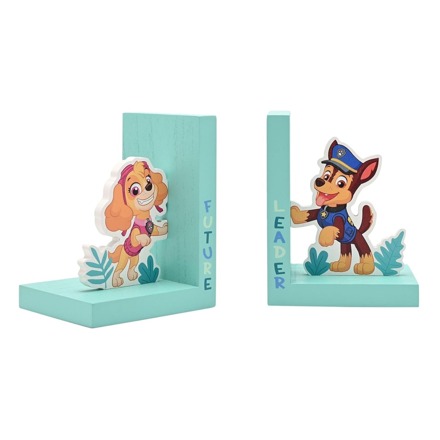 Widdop Paw Patrol Skye and Chase Wooden Bookends - Turquoise - Image 2