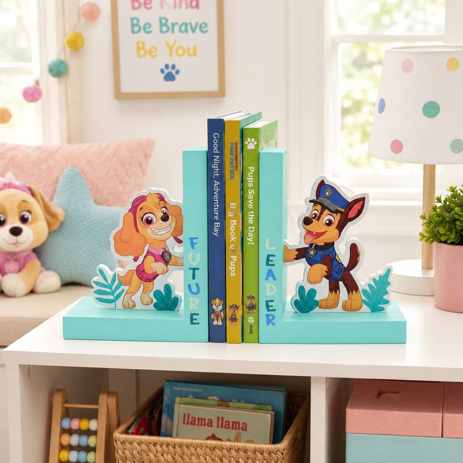 Widdop Paw Patrol Skye and Chase Wooden Bookends - Turquoise - Image 5
