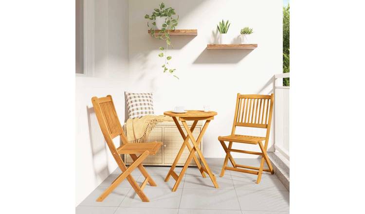 Walplus 3 Piece Solid Acacia Wood Bistro Set - Brown - 55 x 55 x 74 cm