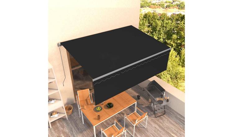 Walplus Manual Polyester Retractable Awning - Anthracite - 450 x 300 cm