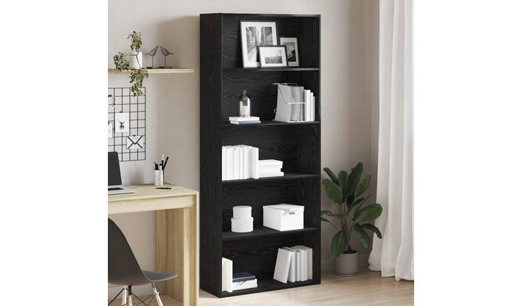 Walplus Engineered Wood Book Cabinet - Dark Oak - 80 x 30 x 189 cm
