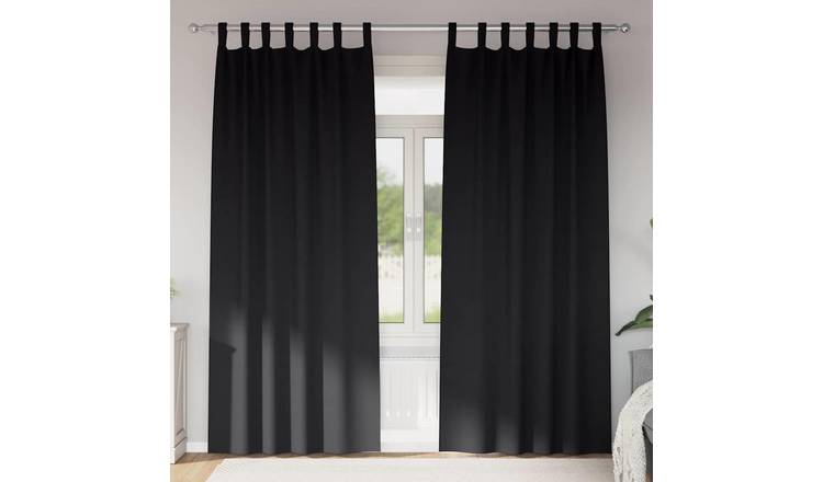 Walplus Set of 2 Ring Top Blackout Curtains - Black - 260 x 140 cm