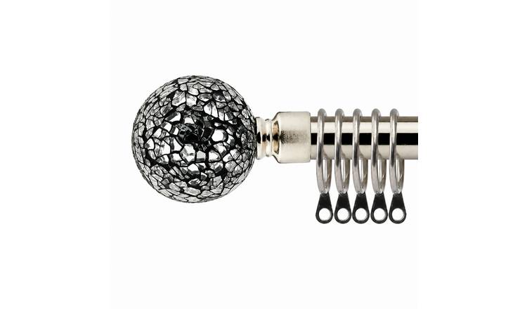 New Edge Blinds 16-19mm Silver Glass Extendable Curtain Pole - 120cm - 210cm