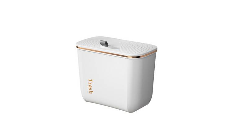 Living and Home Hanging Rubbish Bin with Lid Pearl