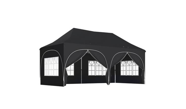 Outsunny Adjustable Pop Up Sided 210D Oxford Gazebo – Black